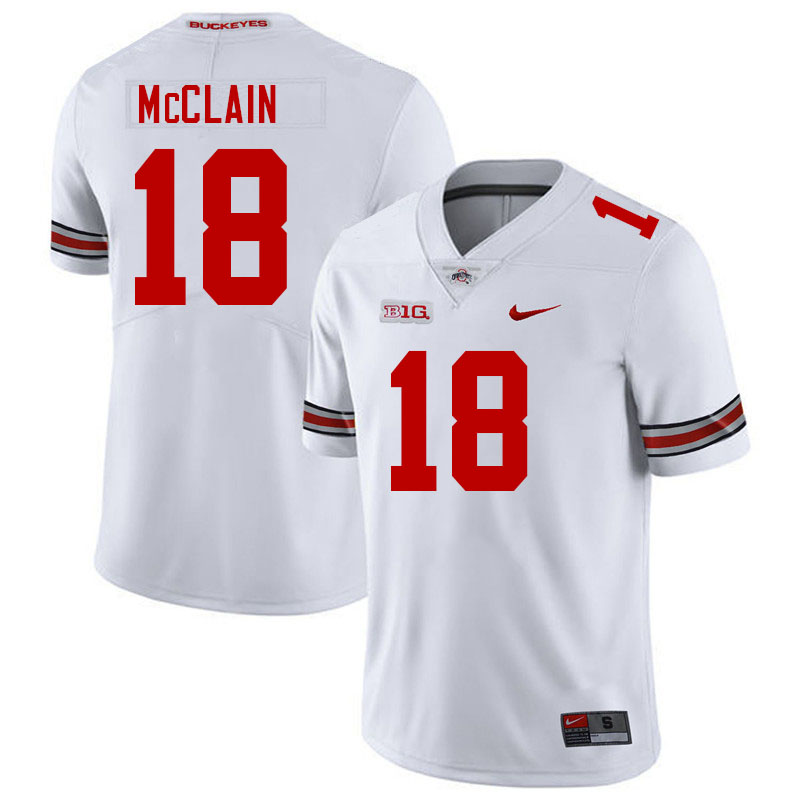 Men #18 Jaylen McClain Ohio State Buckeyes College Football Jerseys Stitched-White